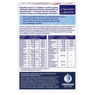 Doppelherz system A-Z + OMEGA-3 mit 19 ausgewählten Vitaminen und Mineralstoffen, A-Nr.: 5721000 - 04