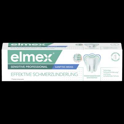 Sie sehen eine Packung elmex® Sensitive Professional Sanftes Weiss Zahncreme, Produktbild: 01 elmex® Sensitive Professional Sanftes Weiss Zahncreme, A-Nr.: 3870983 - 01