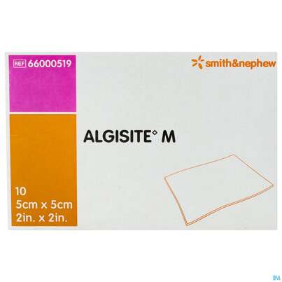 Sie sehen eine Packung Wundverband Algisite M Calciumalginat 5x 5cm 10st, Produktbild: 01 Wundverband Algisite M Calciumalginat 5x 5cm 10st, A-Nr.: 2167750 - 01