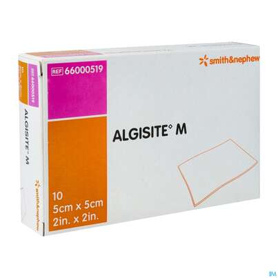 Sie sehen eine Packung Wundverband Algisite M Calciumalginat 5x 5cm 10st, Produktbild: 02 Wundverband Algisite M Calciumalginat 5x 5cm 10st, A-Nr.: 2167750 - 02