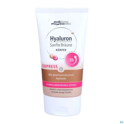 Sie sehen eine Packung Hyaluron Sanfte Braeune Express Koerper 150ml, Produktbild: 05 Hyaluron Sanfte Braeune Express Koerper 150ml, A-Nr.: 5588475 - 05