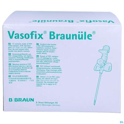 Sie sehen eine Packung Injektionsspritzen U.zubeh. Verweilkanuelen Vasofix Braunuele G22 25mm Blau 50st, Produktbild: 01 Injektionsspritzen U.zubeh. Verweilkanuelen Vasofix Braunuele G22 25mm Blau 50st, A-Nr.: 1608933 - 01