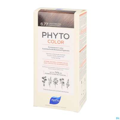 Sie sehen eine Packung Phytocolor 6.77 Hellbraun Cappucino 1pk, Produktbild: 04 Phytocolor 6.77 Hellbraun Cappucino 1pk, A-Nr.: 4898653 - 04