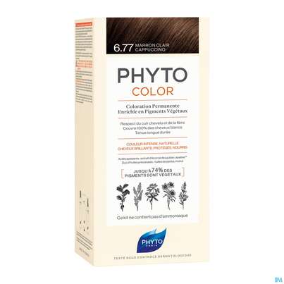 Sie sehen eine Packung Phytocolor 6.77 Hellbraun Cappucino 1pk, Produktbild: 05 Phytocolor 6.77 Hellbraun Cappucino 1pk, A-Nr.: 4898653 - 05