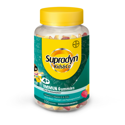 Sie sehen eine Packung Supradyn® Kids&Co IMMUN Gummies, Produktbild: 01 Supradyn® Kids&Co IMMUN Gummies, A-Nr.: 5662562 - 01