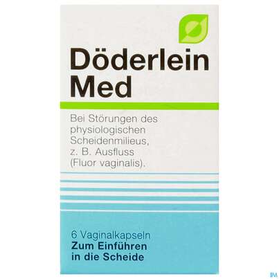 Sie sehen eine Packung Doederlein-med Vaginalkapseln 6st, Produktbild: 01 Doederlein-med Vaginalkapseln 6st, A-Nr.: 0751858 - 01
