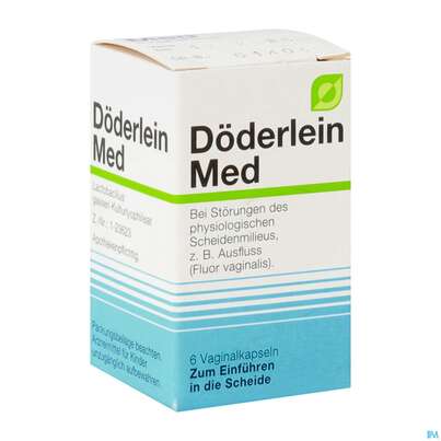 Sie sehen eine Packung Doederlein-med Vaginalkapseln 6st, Produktbild: 02 Doederlein-med Vaginalkapseln 6st, A-Nr.: 0751858 - 02