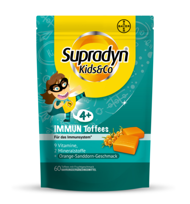 Sie sehen eine Packung Supradyn® Kids&Co IMMUN Toffees, Produktbild: 01 Supradyn® Kids&Co IMMUN Toffees, A-Nr.: 5790596 - 01