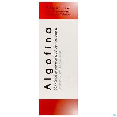 Sie sehen eine Packung Algofina 10% Spray Z Anw.auf Der Haut Lösung 100ml, Produktbild: 01 Algofina 10% Spray Z Anw.auf Der Haut Lösung 100ml, A-Nr.: 4478342 - 01