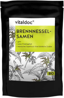 Sie sehen eine Packung vitaldoc® BRENNNESSEL-SAMEN, Bio, Produktbild: 01 vitaldoc® BRENNNESSEL-SAMEN, Bio, A-Nr.: 5916011 - 01