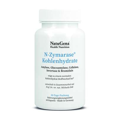Sie sehen eine Packung NatuGena N-Zymarase® Kohlenhydrate Kapseln, Produktbild: 01 NatuGena N-Zymarase® Kohlenhydrate Kapseln, A-Nr.: 5901162 - 01