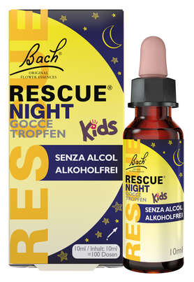 Sie sehen eine Packung RESCUE® NIGHT Kids Tropfen 10ml, Produktbild: 01 RESCUE® NIGHT Kids Tropfen 10ml, A-Nr.: 5870355 - 01