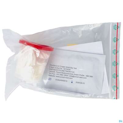 Sie sehen eine Packung Diagnostika U.zubehoer Drogenmultitest/set/b+h Ampulle/bzd/coc/thc/met/mor 6b/1 27003 1st, Produktbild: 01 Diagnostika U.zubehoer Drogenmultitest/set/b+h Ampulle/bzd/coc/thc/met/mor 6b/1 27003 1st, A-Nr.: 4861360 - 01