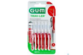 Gum Interdentalbuersten Travler/kerze/rot Draht 0,46mm Zwi 0,8mm1314g 6st, A-Nr.: 4123231 - 01