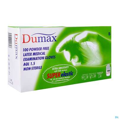 Sie sehen eine Packung Untersuchungshandschuhe -dumax Latex Puderfrei M 100st, Produktbild: 02 Untersuchungshandschuhe -dumax Latex Puderfrei M 100st, A-Nr.: 2995458 - 02