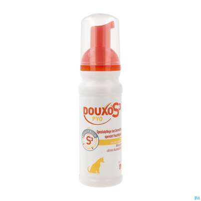 Sie sehen eine Packung Veterinaerprodukte Douxo Pyo/s3 Mousse 150ml, Produktbild: 02 Veterinaerprodukte Douxo Pyo/s3 Mousse 150ml, A-Nr.: 5233192 - 02