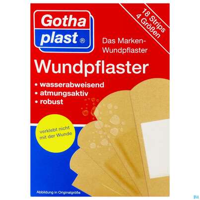 Sie sehen eine Packung Wundpflaster 4 Groessen 18st, Produktbild: 01 Wundpflaster 4 Groessen 18st, A-Nr.: 2418407 - 01