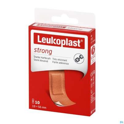 Sie sehen eine Packung Wundpflaster Leukoplast/strong 19x56mm 7322012 10st, Produktbild: 02 Wundpflaster Leukoplast/strong 19x56mm 7322012 10st, A-Nr.: 4369050 - 02