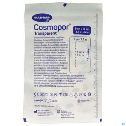 Sie sehen eine Packung Wundverband Cosmopor Transparent 9x15cm 5st, Produktbild: 04 Wundverband Cosmopor Transparent 9x15cm 5st, A-Nr.: 5790024 - 04
