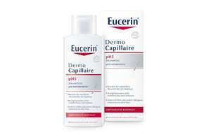 Sie sehen eine Packung Eucerin DermoCapillaire pH5 Shampoo, Produktbild: 01 Eucerin DermoCapillaire pH5 Shampoo, A-Nr.: 3949130 - 01