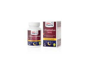 Sie sehen eine Packung Zeinpharma L-Tryptophan 500 mg Kapseln, Produktbild: 01 Zeinpharma L-Tryptophan 500 mg Kapseln, A-Nr.: 4331917 - 01