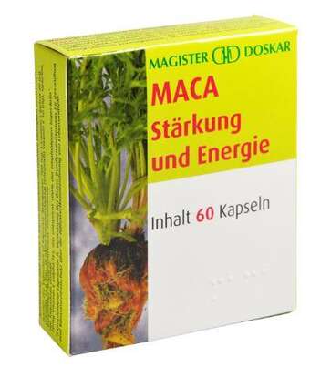 Sie sehen eine Packung Doskar Maca 60 Kapseln, Produktbild: 01 Doskar Maca 60 Kapseln, A-Nr.: 2322021 - 01