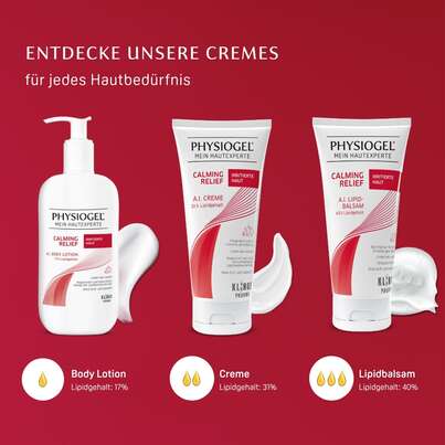 Sie sehen eine Packung PHYSIOGEL® Calming Relief A.I. Creme für irritierte Haut, Produktbild: 05 PHYSIOGEL® Calming Relief A.I. Creme für irritierte Haut, A-Nr.: 2981462 - 05