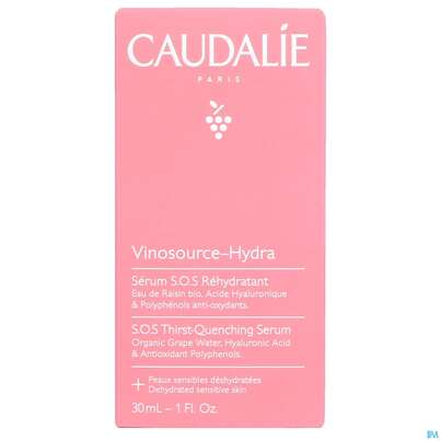 Sie sehen eine Packung Caudalie Vinosource/hydra S.o.s Serum Hydratisierend 30ml, Produktbild: 01 Caudalie Vinosource/hydra S.o.s Serum Hydratisierend 30ml, A-Nr.: 3969552 - 01