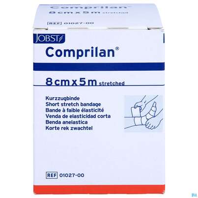 Sie sehen eine Packung Elastische Binden Comprilan Textilelast.kurzzugbinde 5mx 8cm Nr 0102700 1st, Produktbild: 01 Elastische Binden Comprilan Textilelast.kurzzugbinde 5mx 8cm Nr 0102700 1st, A-Nr.: 0921622 - 01