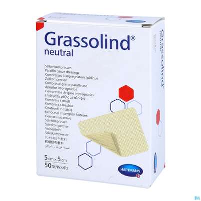 Kompressen Grassolind Neutral Salbenkompresse Steril 5x 5cm 50st, A-Nr.: 2368201 - 05