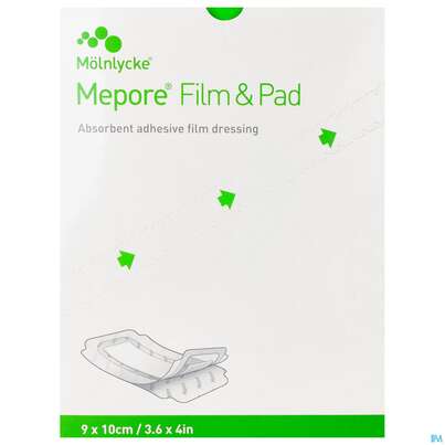 Sie sehen eine Packung Mepore/film +pad 9x 10cm 30st, Produktbild: 01 Mepore/film +pad 9x 10cm 30st, A-Nr.: 3701619 - 01