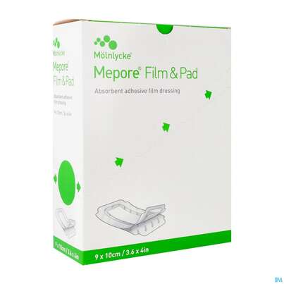 Sie sehen eine Packung Mepore/film +pad 9x 10cm 30st, Produktbild: 02 Mepore/film +pad 9x 10cm 30st, A-Nr.: 3701619 - 02