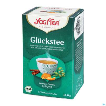 Sie sehen eine Packung Yogi Tea Bio Glueckstee 34g 17st, Produktbild: 04 Yogi Tea Bio Glueckstee 34g 17st, A-Nr.: 5750007 - 04