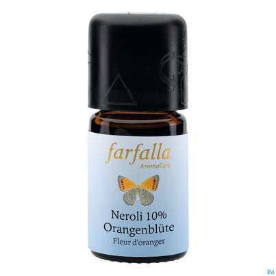 Sie sehen eine Packung Aetherische Oele Farfalla Selektion Neroli 10% 5ml, Produktbild: 01 Aetherische Oele Farfalla Selektion Neroli 10% 5ml, A-Nr.: 4866073 - 01