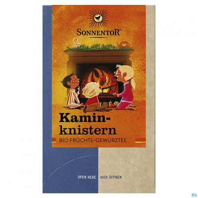Sie sehen eine Packung Sonnentor Fruechte-/gewuerz Tee Kaminknistern Bio 02304 18st, Produktbild: 02 Sonnentor Fruechte-/gewuerz Tee Kaminknistern Bio 02304 18st, A-Nr.: 4039387 - 02