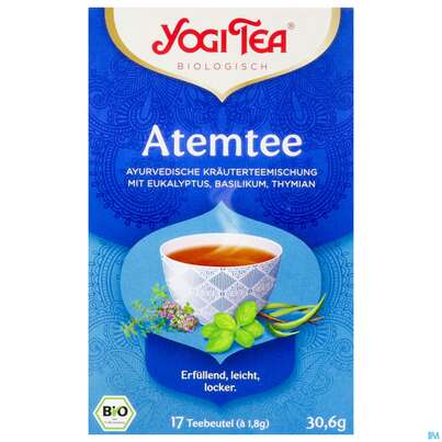 Sie sehen eine Packung Yogi Tea Bio Atem 30,6g 17st, Produktbild: 01 Yogi Tea Bio Atem 30,6g 17st, A-Nr.: 5749932 - 01