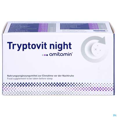 Sie sehen eine Packung Amitamin Kapseln Tryptovit Night Tryptophan Gaba Glutam 90st, Produktbild: 01 Amitamin Kapseln Tryptovit Night Tryptophan Gaba Glutam 90st, A-Nr.: 4763806 - 01