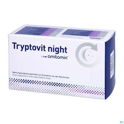 Sie sehen eine Packung Amitamin Kapseln Tryptovit Night Tryptophan Gaba Glutam 90st, Produktbild: 02 Amitamin Kapseln Tryptovit Night Tryptophan Gaba Glutam 90st, A-Nr.: 4763806 - 02