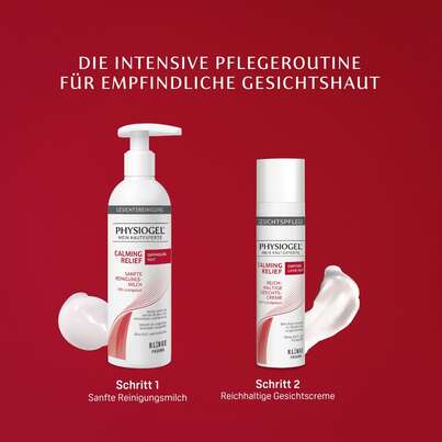 Sie sehen eine Packung PHYSIOGEL Calming Relief Sanfte Reinigungsmilch für empfindliche, gereizte Haut, Produktbild: 05 PHYSIOGEL Calming Relief Sanfte Reinigungsmilch für empfindliche, gereizte Haut, A-Nr.: 5388434 - 05