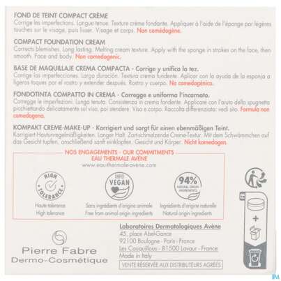 Sie sehen eine Packung Avene Couvrance Kompakt Creme-make-up Gold 1.4 8,5g, Produktbild: 04 Avene Couvrance Kompakt Creme-make-up Gold 1.4 8,5g, A-Nr.: 5862410 - 04