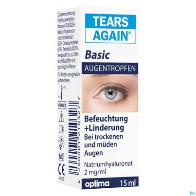 Sie sehen eine Packung Augentropfen Tears Again Basic 15ml, Produktbild: 01 Augentropfen Tears Again Basic 15ml, A-Nr.: 5818805 - 01