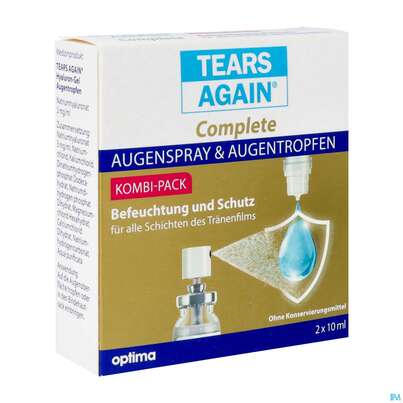 Sie sehen eine Packung Augenspray +augentropfen Tears Again Complete 10ml 2st, Produktbild: 02 Augenspray +augentropfen Tears Again Complete 10ml 2st, A-Nr.: 4031144 - 02
