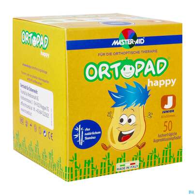 Sie sehen eine Packung Augenokklusionspflaster Ortopad Happy Junior 50st, Produktbild: 02 Augenokklusionspflaster Ortopad Happy Junior 50st, A-Nr.: 4099656 - 02