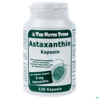 Sie sehen eine Packung Astaxanthin Kapseln 6mg Vegan 120st, Produktbild: 01 Astaxanthin Kapseln 6mg Vegan 120st, A-Nr.: 3821714 - 01