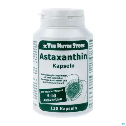 Sie sehen eine Packung Astaxanthin Kapseln 6mg Vegan 120st, Produktbild: 02 Astaxanthin Kapseln 6mg Vegan 120st, A-Nr.: 3821714 - 02