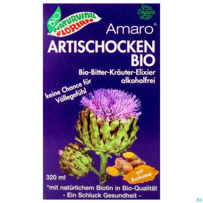 Artischocken Armaro Bitterkraeuter Bio Elixier Kraeuter Fruechte Alkoholfrei 320ml, A-Nr.: 5680560 - 01