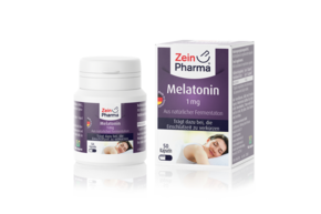Sie sehen eine Packung Zeinpharma Melatonin 1 mg Kapseln, Produktbild: 01 Zeinpharma Melatonin 1 mg Kapseln, A-Nr.: 4358483 - 01