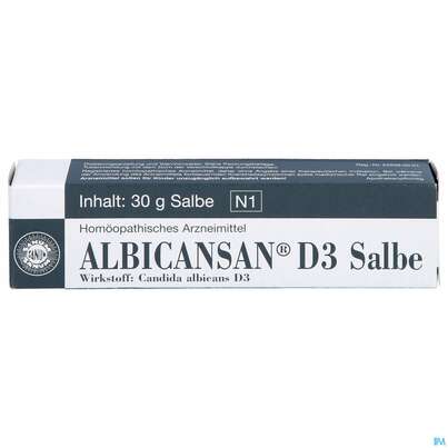 Sie sehen eine Packung Albicansan D 3 Salbe 30g, Produktbild: 01 Albicansan D 3 Salbe 30g, A-Nr.: 2339820 - 01
