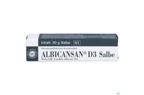 Sie sehen eine Packung Albicansan D 3 Salbe 30g, Produktbild: 01 Albicansan D 3 Salbe 30g, A-Nr.: 2339820 - 01