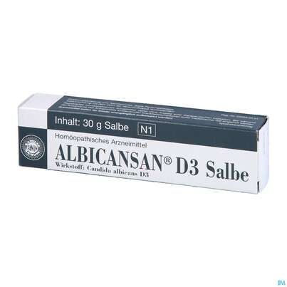 Sie sehen eine Packung Albicansan D 3 Salbe 30g, Produktbild: 02 Albicansan D 3 Salbe 30g, A-Nr.: 2339820 - 02